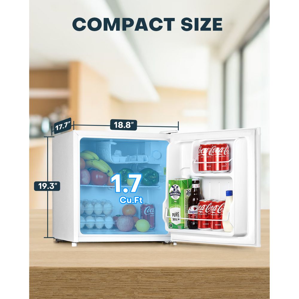Upstreman 1.7 Cu.ft Mini Fridge with Freezer, Adjustable Thermostat, Energy Saving, Low Noise, Single Door Compact Refrigerator for Dorm, Office, Bedroom