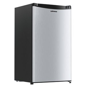 Upstreman 3.2 Cu.Ft Mini Fridge with Freezer, Single Door Mini Fridge, Adjustable Thermostat, Mini Refrigerator for Dorm, Office, Bedroom, Stainless Steel