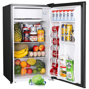Upstreman 3.2 Cu.Ft Mini Fridge with Freezer, Single Door, Adjustable Thermostat, Refrigerator for Dorm, Office, Bedroom, Black