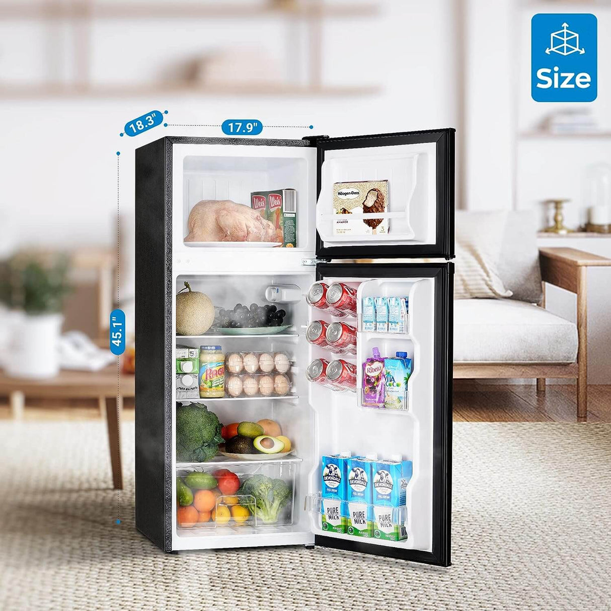 Mini Fridge with Freezer, 3.1 Cu.Ft Small Refrigerator, Compact