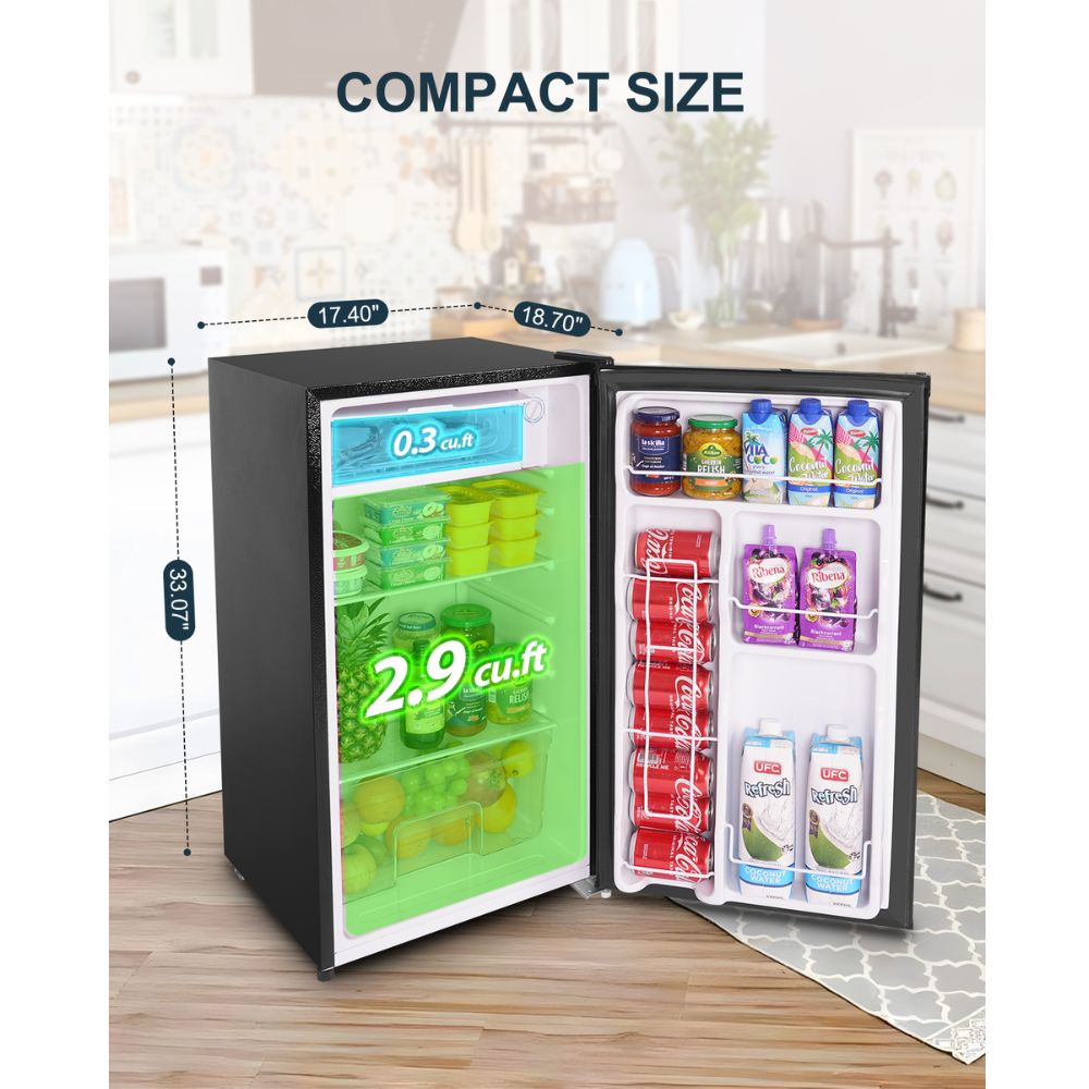 3.2 Cu.Ft Compact Mini Refrigerator with Freezer, 5 Temperature Settin