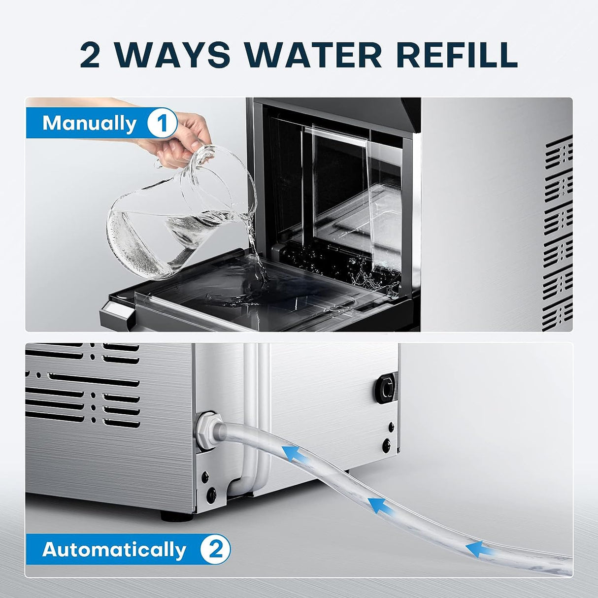 Upstreman X90 pro Nugget Ice Maker Countertop, Max 33Lbs/Day, Self-Cleaning Pebble Ice Maker Machine, 2 Ways Water Refill, Fit Under Wall Cabinet for Office Home Kitchen Bar Party