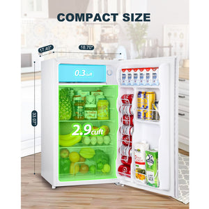 Upstreman 3.2 Cu.Ft Mini Fridge with Freezer, Single Door Mini Fridge, Adjustable Thermostat, Mini Refrigerator for Dorm, Office, Bedroom, White