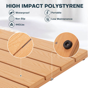 Upstreman 16" Shower Mat for Inside Shower Bath Mat for Bathroom Floor Spa Mat Water Resistance No-Maintenance Wooden-Like Non Slip for Bathtub, Pool, Seaside, Indoor & Outdoor Use (Teak Color)