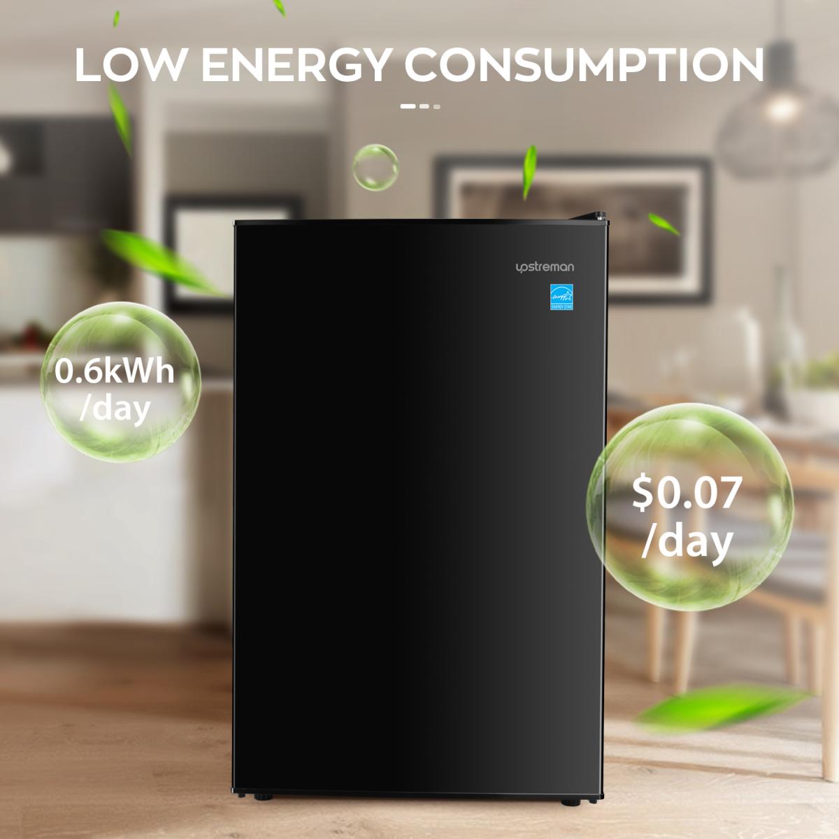 Upstreman 4.5 Cu.Ft Mini Fridge with Freezer, Single Door Small Refrigerator, Adjustable Thermostat, Low noise, Energy-efficient, Compact Refrigerator for Dorm, Office, Bedroom, Black