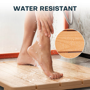 Upstreman 24" Shower Mat for Inside Shower Bath Mat for Bathroom Floor Spa Mat Water Resistance No-Maintenance Wooden-Like Non Slip for Bathtub, Pool, Seaside, Indoor & Outdoor Use (Teak Color)