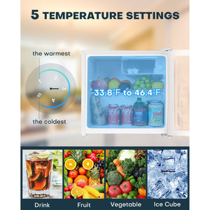 Upstreman 1.7 Cu.ft Mini Fridge with Freezer, Adjustable Thermostat, Energy Saving, Low Noise, Single Door Compact Refrigerator for Dorm, Office, Bedroom