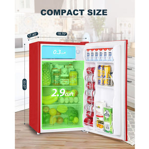 Upstreman 3.2 Cu.Ft Mini Fridge with Freezer, Single Door, Adjustable Thermostat, Refrigerator for Dorm, Office, Bedroom