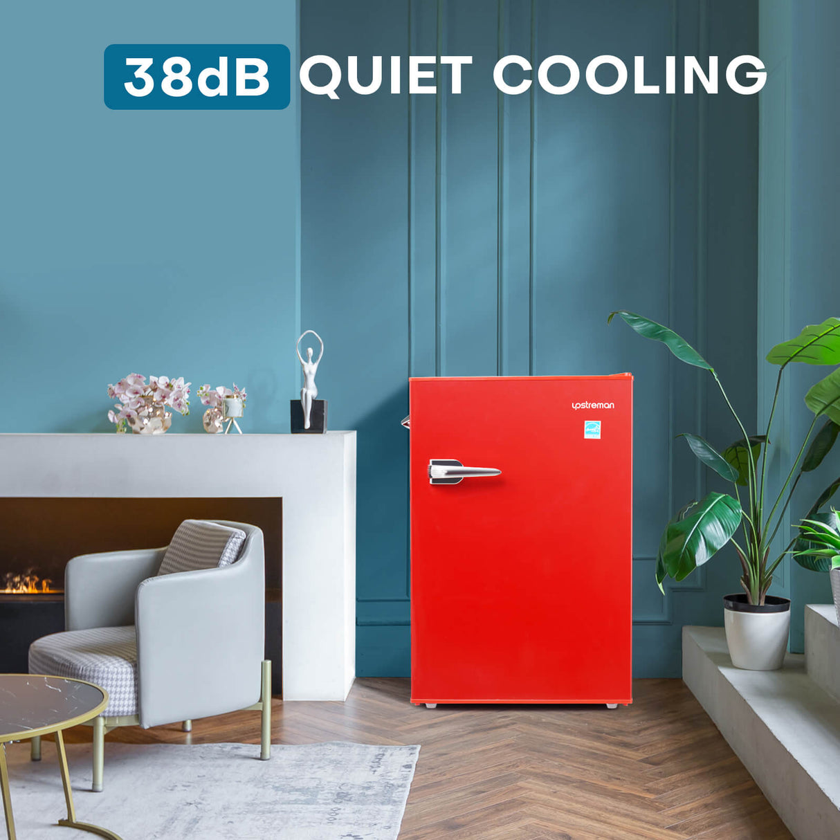 4.5 Cu.Ft Single Door Retro Mini Fridge, Red, 6 temperature settings –  Upstreman