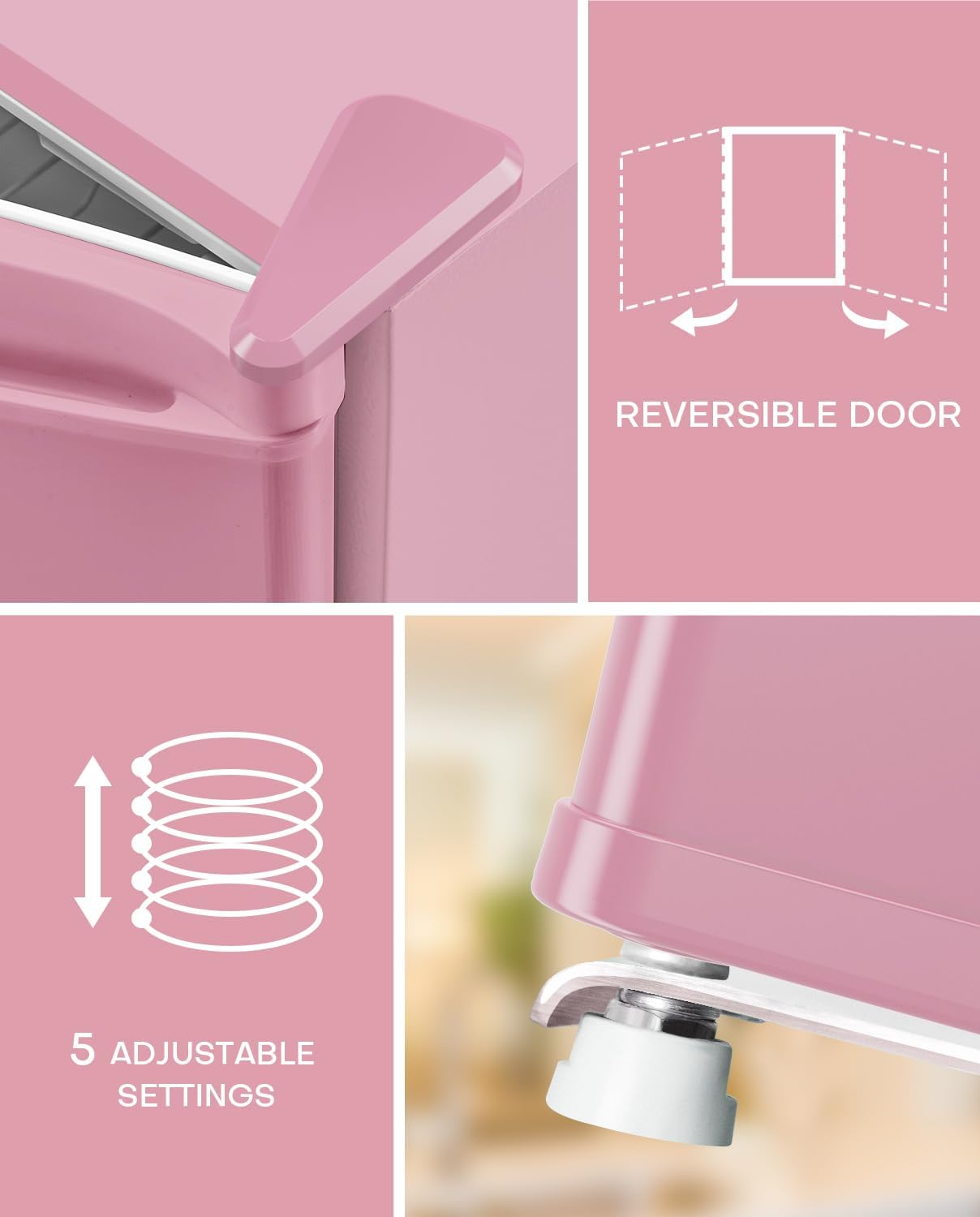 1.7 Cu.Ft Mini Fridge with Freezer, Dorm Essentials, Adjustable Thermostat, Energy Saving, Low Noise, Single Door Compact Refrigerator for Dorm, Office, Bedroom, Pink-Fr17