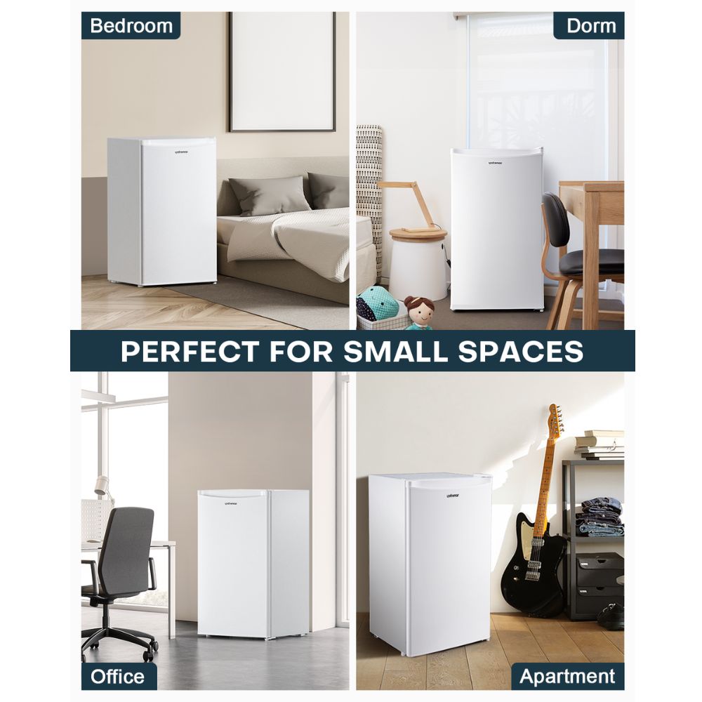 Upstreman 3.2 Cu.Ft Mini Fridge with Freezer, Single Door Mini Fridge, Adjustable Thermostat, Mini Refrigerator for Dorm, Office, Bedroom, White