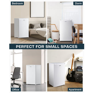 Upstreman 3.2 Cu.Ft Mini Fridge with Freezer, Single Door Mini Fridge, Adjustable Thermostat, Mini Refrigerator for Dorm, Office, Bedroom, White