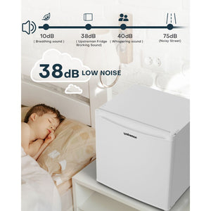 Upstreman 1.7 Cu.ft Mini Fridge with Freezer, Adjustable Thermostat, Energy Saving, Low Noise, Single Door Compact Refrigerator for Dorm, Office, Bedroom