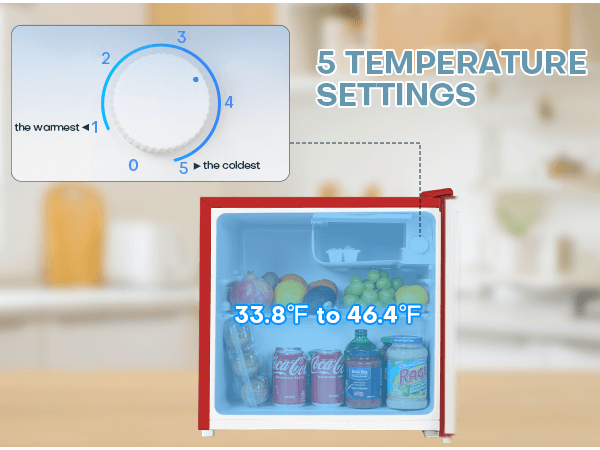Upstreman 1.7 Cu.ft Mini Fridge with Freezer, Adjustable Thermostat, Energy Saving, Low Noise, Single Door Compact Refrigerator for Dorm, Office, Bedroom