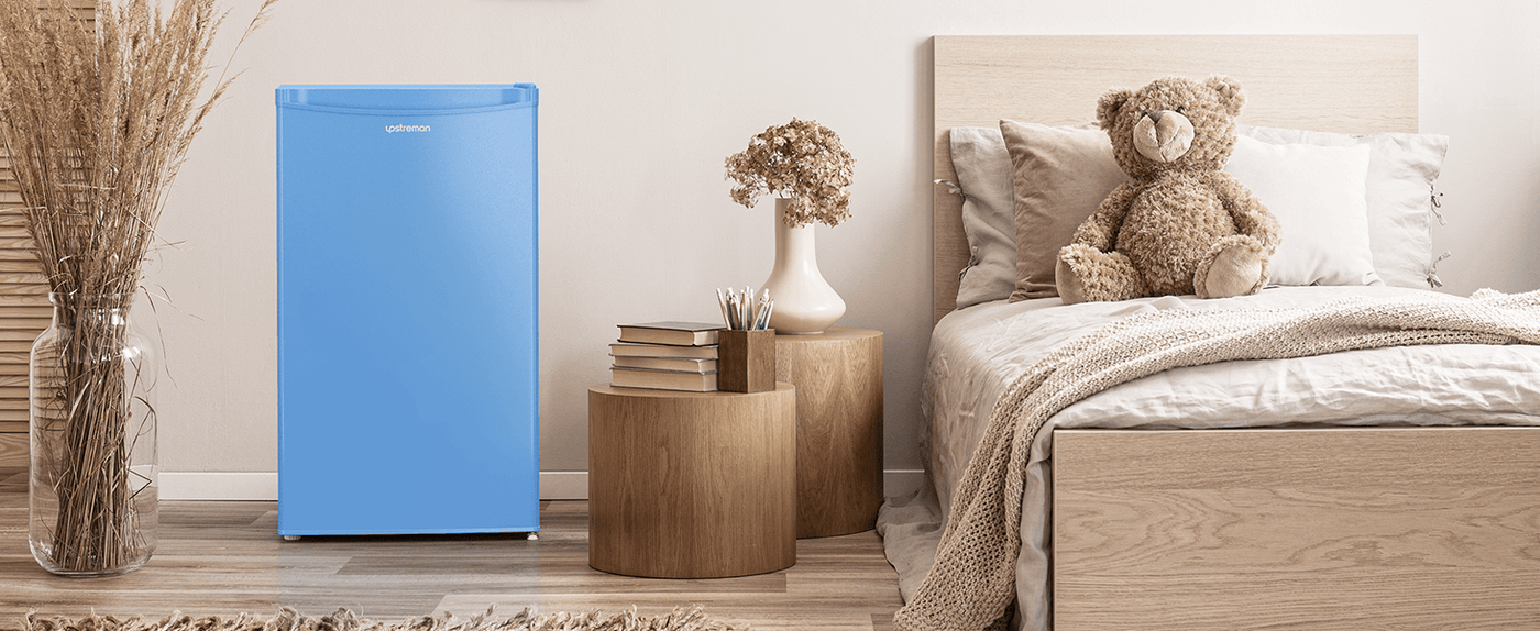 Upstreman 3.2 Cu.Ft Mini Fridge with Freezer, Single Door, Adjustable Thermostat, Refrigerator for Dorm, Office, Bedroom