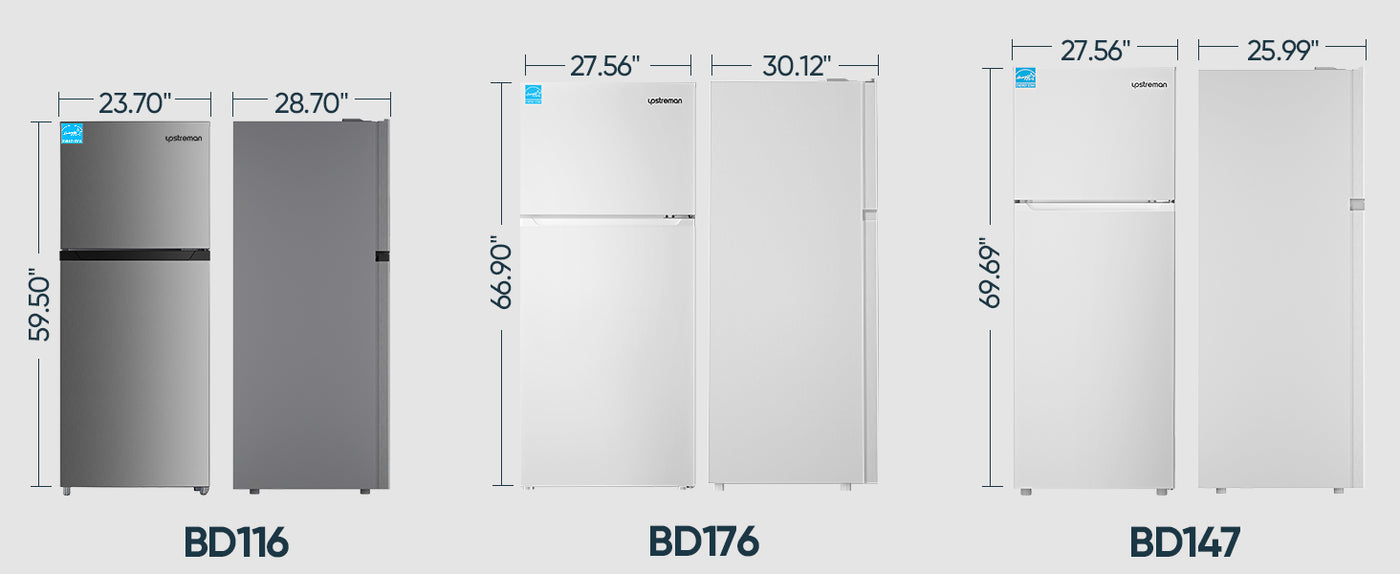 Upstreman 17.6 Cu.Ft. Double Door Fridge in White Steel with Large Capacity Top Freezer, Frost Free, Adjustable Thermostat Control, Fingerprint-resistant,Reversible Door Swing, ENERGY STAR