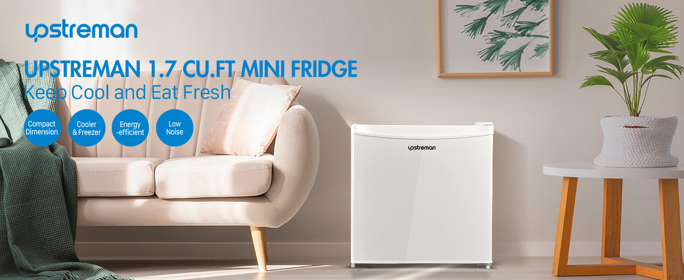 Upstreman 1.7 Cu.ft Single Door Mini Fridge, White