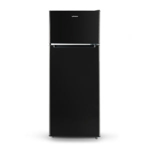 Upstreman 7.7 Cu.Ft. Double Door-Apartment Size Fridge with Large Capacity Top Freezer, Adjustable Thermostat Control, Reversible Door Swing,Black（BD75）