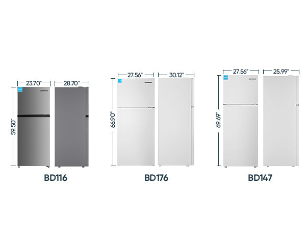 Upstreman 17.6 Cu.Ft. Double Door Fridge in White Steel with Large Capacity Top Freezer, Frost Free, Adjustable Thermostat Control, Fingerprint-resistant,Reversible Door Swing, ENERGY STAR