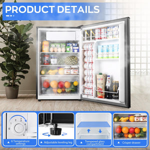 Upstreman 4.5 Cu.Ft Compact Refrigerator, Silver-SR45